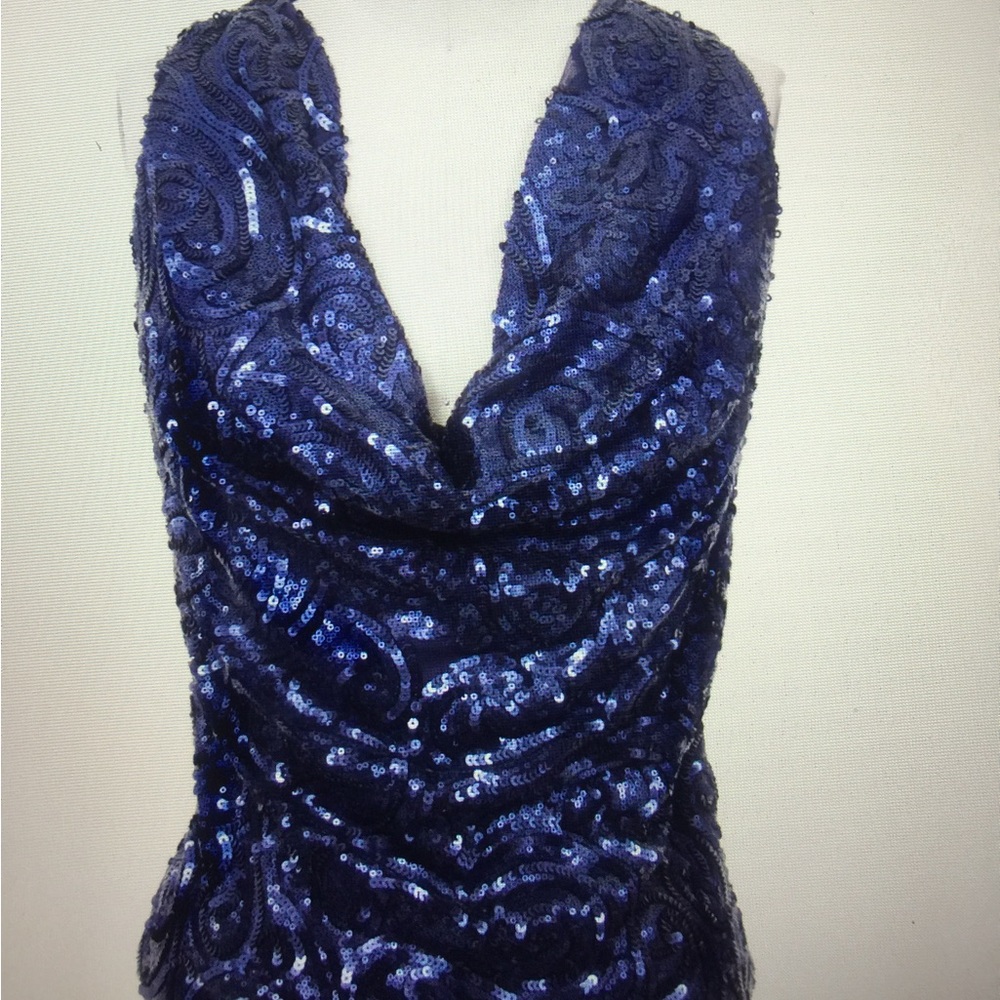 COPY - Blue sequin cowl neck top Size Medium